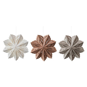 Recycled Paper Neutral Snowflake Ornament | Collection