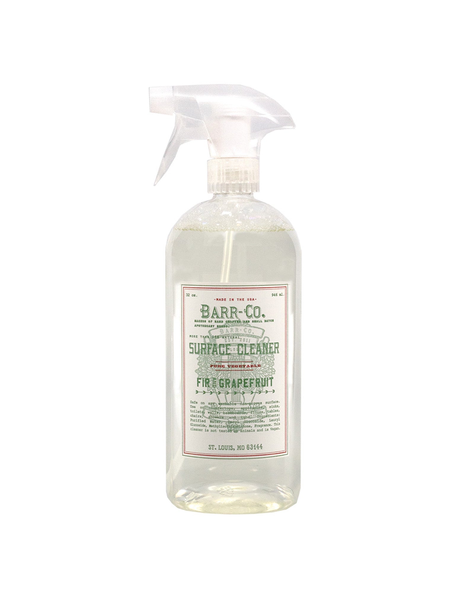 32 ounce bottled 98% natural fir grapefruit surface cleaner. Barr Co. 
