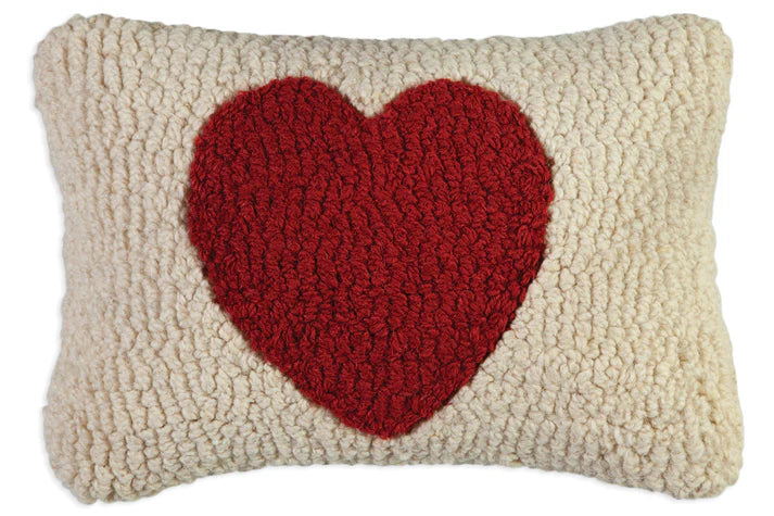 Hand hooked wool valentines red heart pillow. Chandler 4 Corners. 