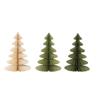 9 inch paper tree comes in cream, light green, and dark green