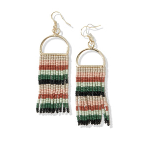 Gold Arch Beaded Fringe Earrings