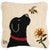 Hand hooked wool pillow with black lab and bee design. Chandler 4 Corners. 