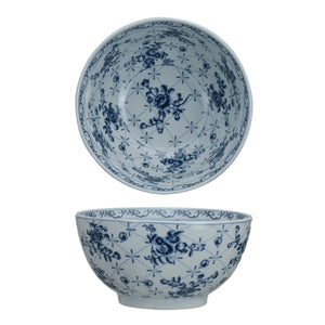 Vintage style blue and white floral designed ceramic bowl. 