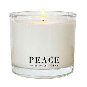 Porter Lane holiday candle "Peace". A blend of crisp apple and cedar. 