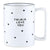 Matte black and white holiday mug with "Falala Love you" embossed. 