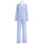 Mannequin with solid linen two piece pajama set in French Blue color. Annie Selke. 