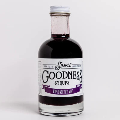 Simple Goodness Sisters Marionberry Mint simple syrup. 