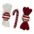 Wool mixed candy ornaments in red and white. Sold as a coordinated set of 3. 