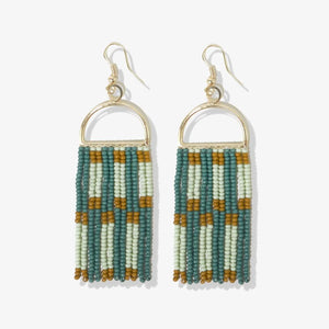 Gold Arch Beaded Fringe Earrings