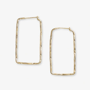 Minimalist thin brass rectangular bar earrings. Ink & Alloy