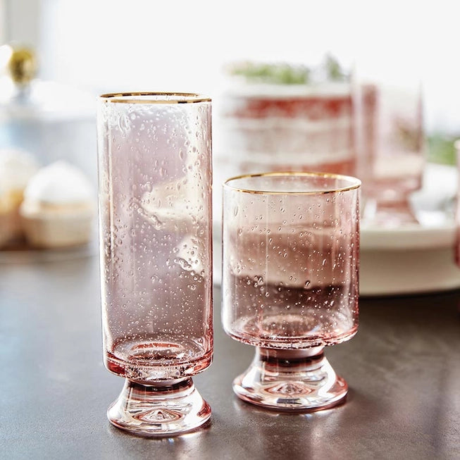 Gold Rimmed Blush Bar Glasses