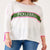 Classic cotton oversized sweater in white, retro green, and pink stripe. "Pickleball" motto across front. Mersea. 