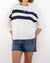 Classic cotton oversized sweater in navy and white stripes. Mersea. 