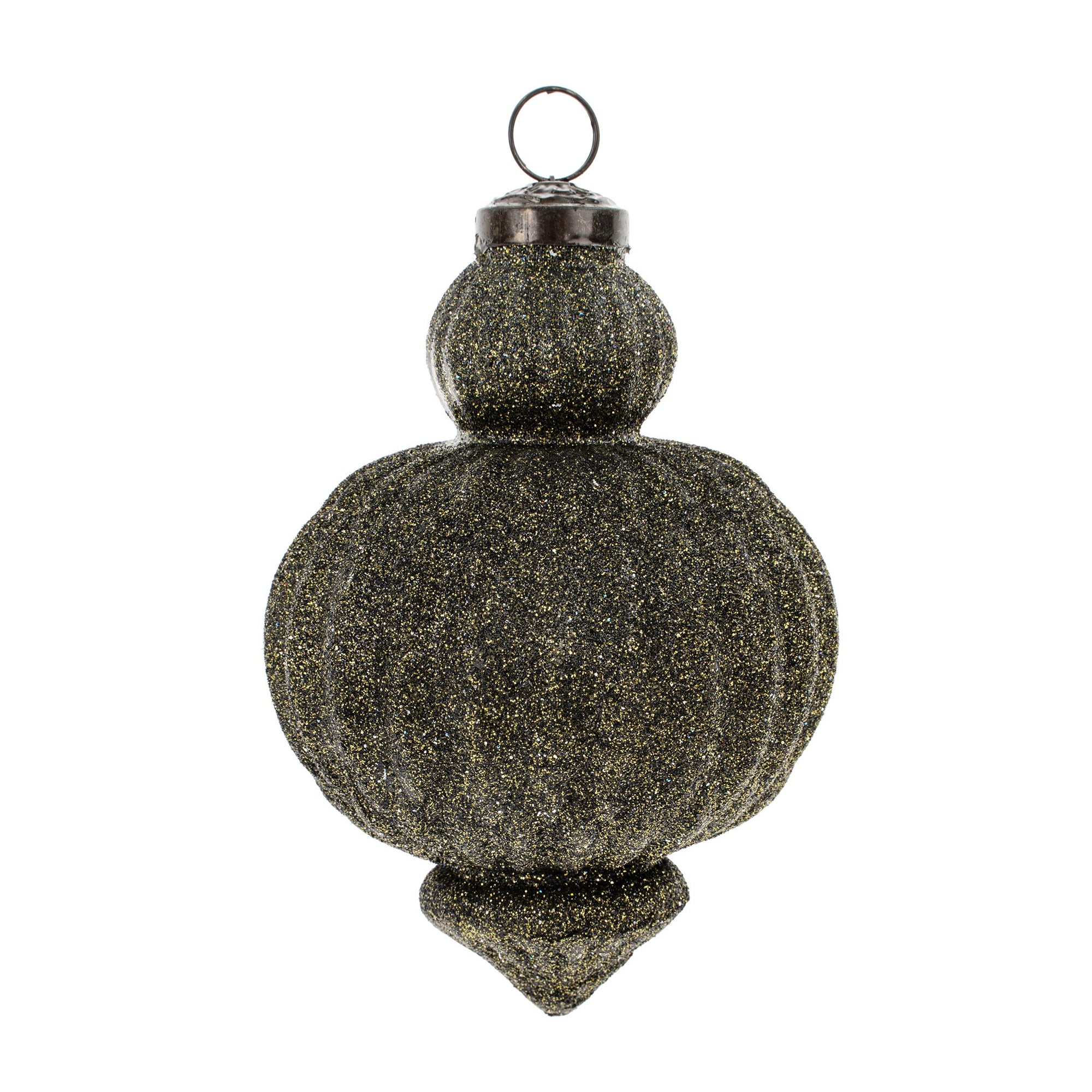 dark moss tiered glittered ornament