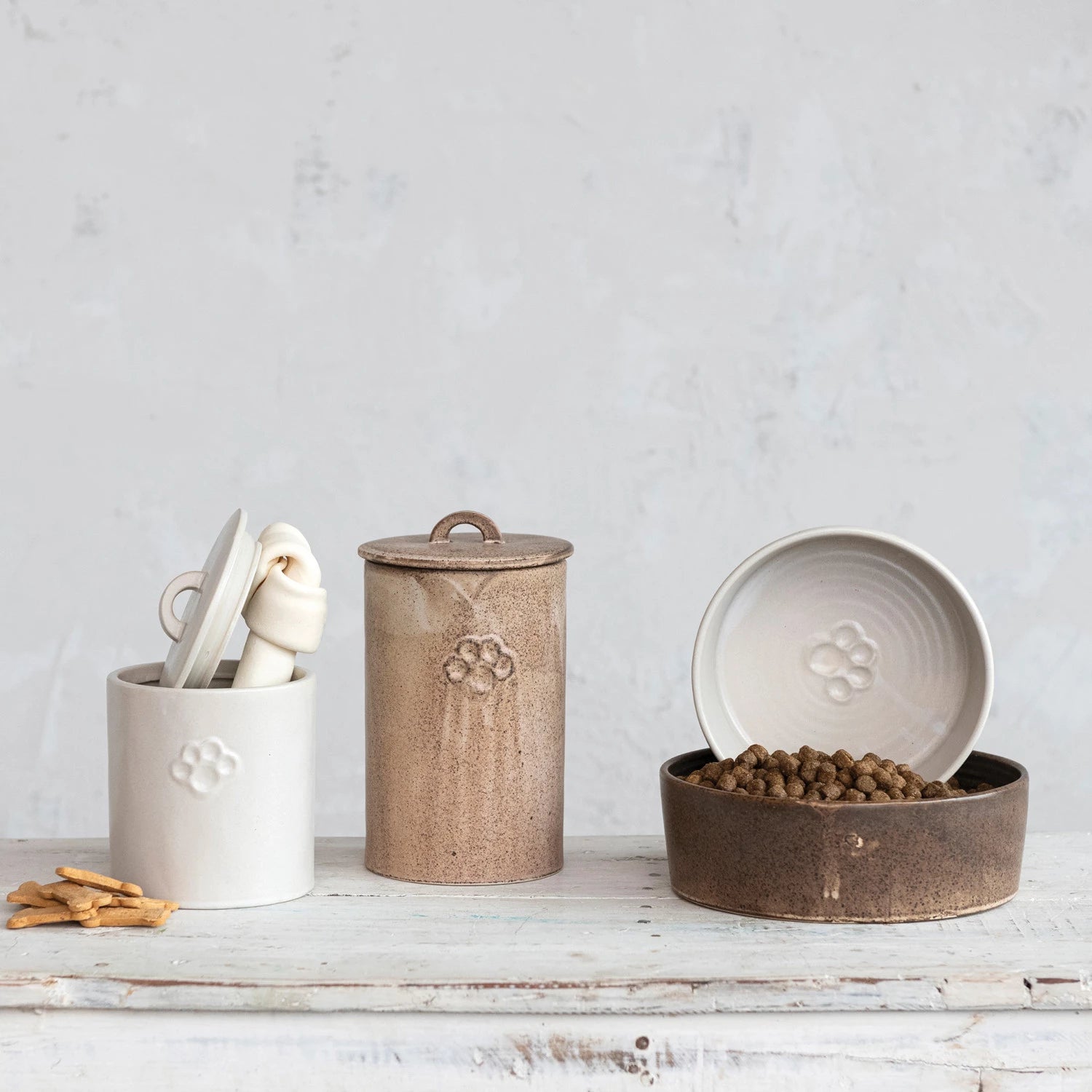 Debossed Ceramic Paw Print Pet Bowl Northlight Interiors Northlight Interiors Inc