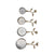 Gold stainless steel and cast aluminum measuring cups in set of four. Farmhouse floral handle. Kitchen utensil. 