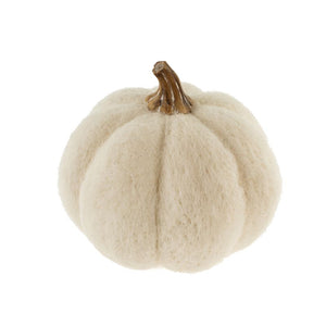 Large white felt pumpkin with plastic stem handle