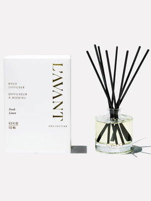 Fresh Linen home fragrance reed diffuser. LAVANT Collective. Plant based. 