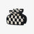 Mini black and white checkered beaded hair claw. Hand made in India. Ink & Alloy. 