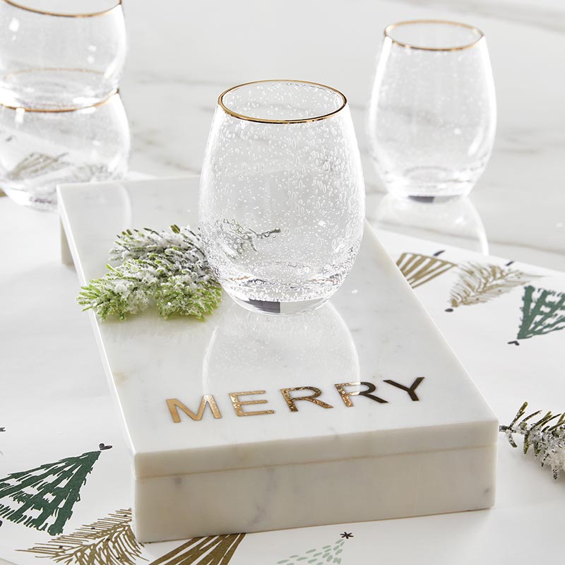 Gold Christmas Wine Glasses, Christmas Glassware