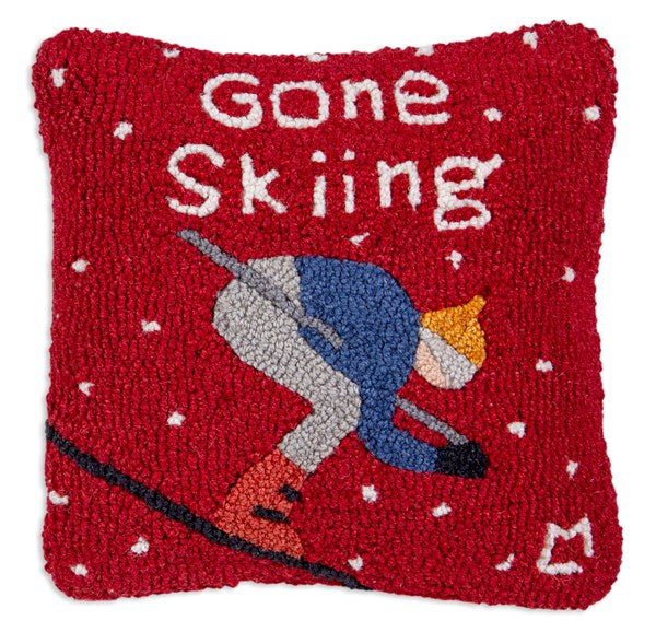 Gone Skiing Wool Pillow