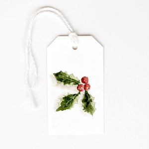 watercolor print of holly berry gift tags. Emily Lex. Holiday stationary. 