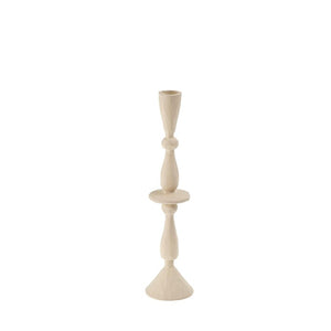 Medium sized hand painted iron taper candleholder in cream