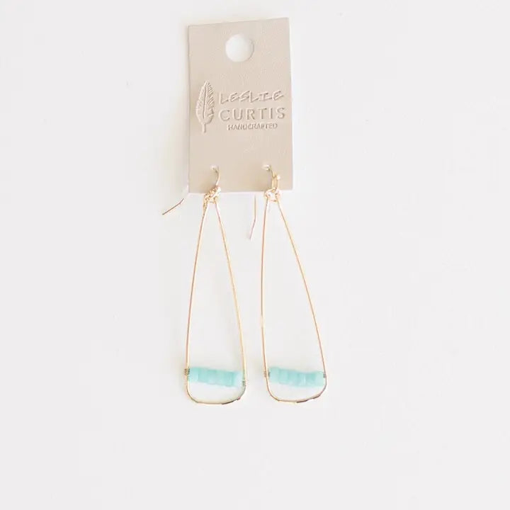 Katie Gold Earrings with Blue Glass Beads | Leslie Curtis