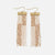 rectangle brass bar beaded fringe earrings in ivory & gold. 