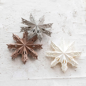 Recycled Paper Neutral Snowflake Ornament | Collection