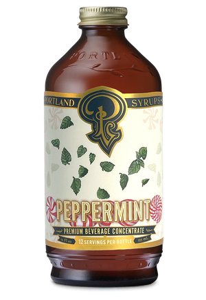 the peppermint bottle with a white and gold label.