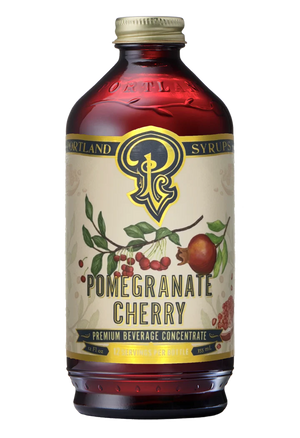 the pomegranate cherry bottle with a beige and gold label.