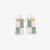 rectangle striped green and white beaded fringe earrings. 