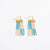 rectangle striped turquoise and white beaded fringe earrings. 