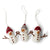 Set of three sheep wool snowman with hat ornaments. 