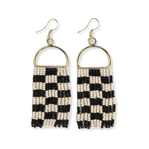 Gold Arch Beaded Fringe Earrings