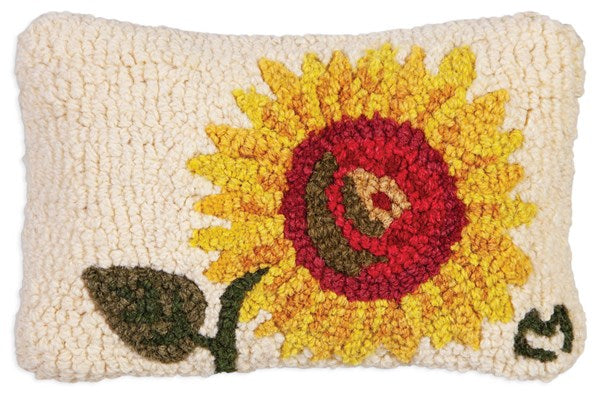 Sunflower Wool Hooked Pillow