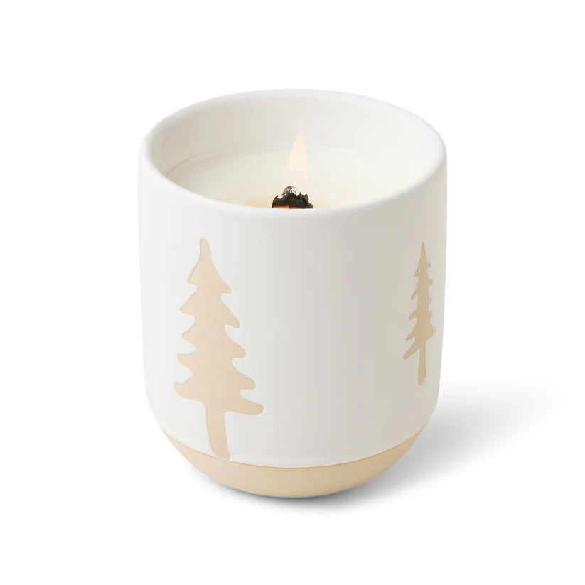 White Ceramic Tree Cypress & Fir Candle| 8.5 oz