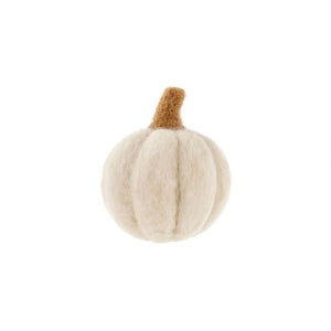 three inch white felt pumpkin. Handmade in Nepal