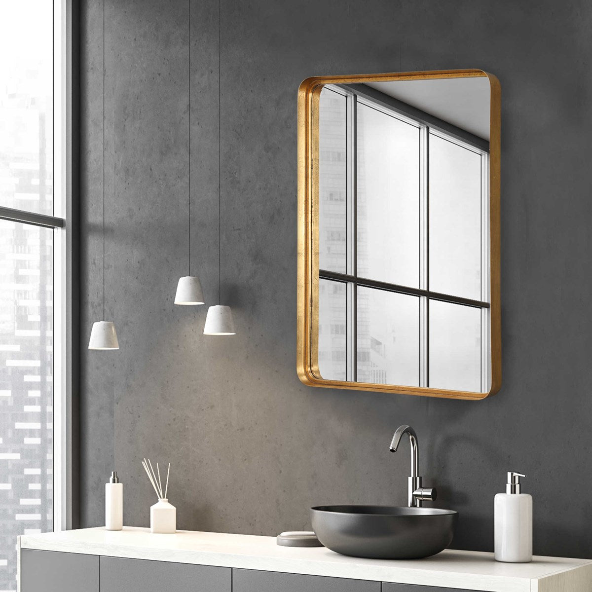 Dropship Modern Bathroom Mirror With Storage Shelf Rectangular