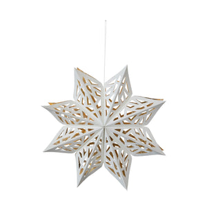 White paper snowflake with gold