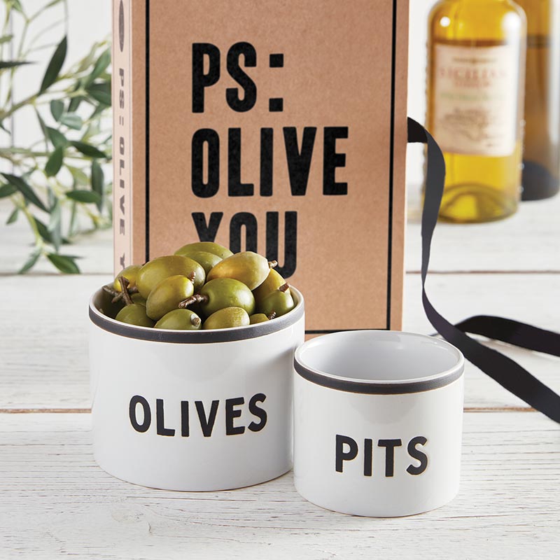 Olives + Pits Bowls | Cardboard Book Box