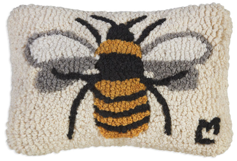 Lone Bee hand hooked wool pillow. Chandler 4 Corners. Sundance