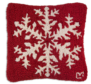 White Snowflakes Wool Pillow